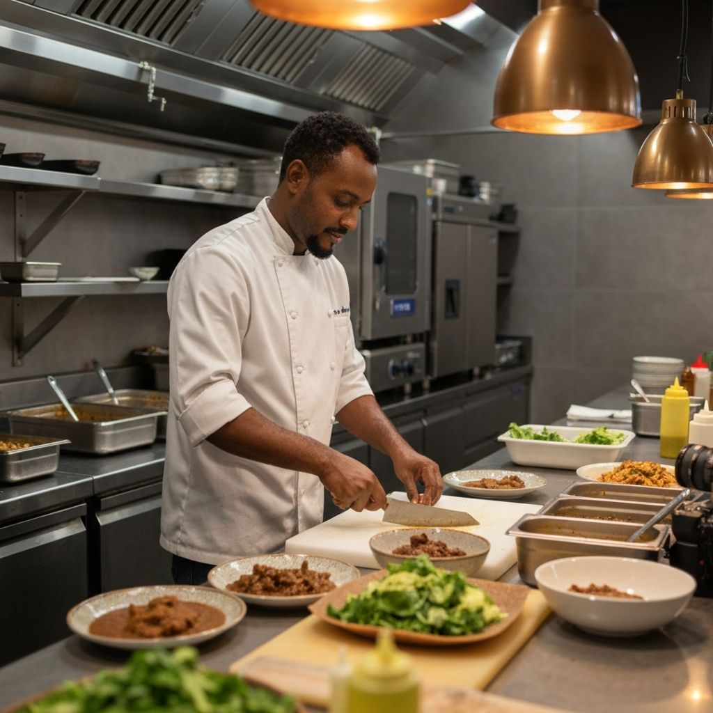 Chef preparing Ethiopian cuisine